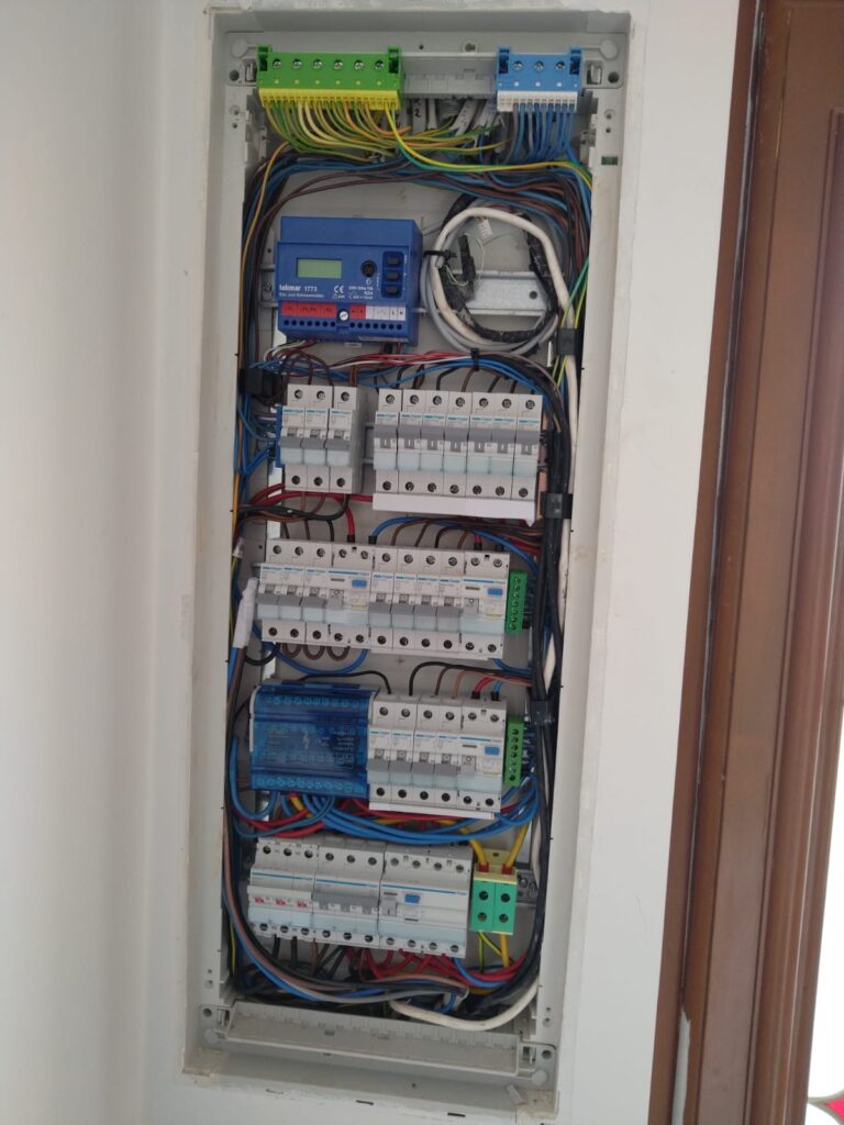 Nowoczesna rozdzielnica elektryczna z zabezpieczeniami w domu jednorodzinnym